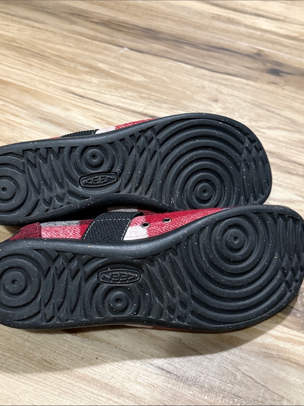 KEEN Kids Red and Black Plaid Mary Jane Moccasins - Picture 3 of 3